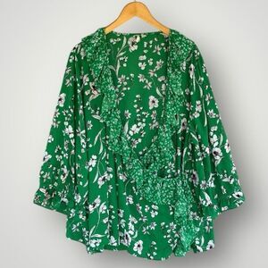 5 for $45 Cato Wrap blouse shirt women’s size 26 - 28 Floral Green